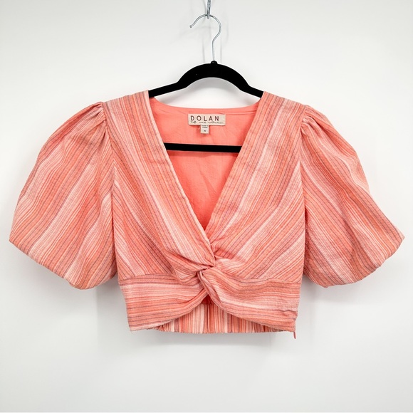 Anthropologie Dolan Left Coast Twist-Front Crop Top Pink Stripe XS - Picture 3 of 7